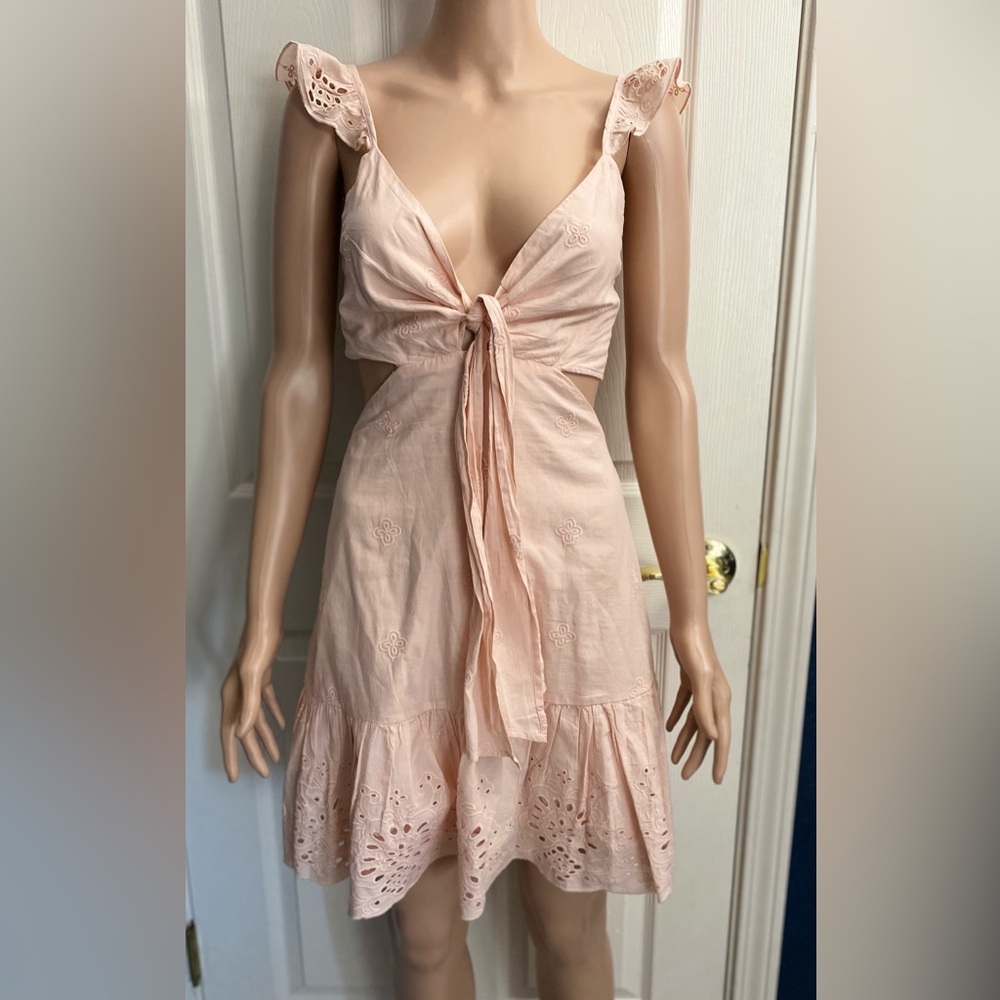 Express Light Pink Ruffle Mini Dress - Picture 2 of 8